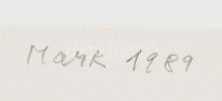 Mark (Márkus), Anna (1928-): Geometrikus kompozíció, 1989. Szitanyomat, papír, jelzett, művészpéldán...