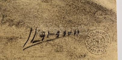 I Larsson jelzéssel: Dombos vidék, szén, papír, hátulján feliratozva, 30×42 cm