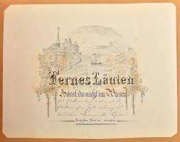 1876 Döltl Teréz (?-?) vázlatfüzet, tus, akverell, és ceruza, papír, jelzés nélkül, haránt-alakú név...