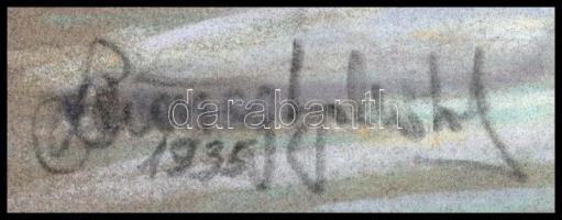 Olvashatatlan jelzéssel: A Parlament sziluettje, 1935. Pasztell, papír, 27x34 cm