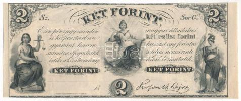 1852. 2Ft &quot;Kossuth bankó&quot;, &quot;G&quot; sorozat, kitöltetlen T:AU Hungary 1852. 2 Forint &quot;G&quot; without date and serial number C:AU Adamo G123