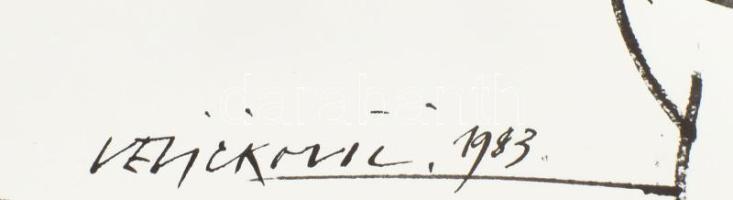 Vladimir Veličković (1935-2019): Roland Garros 1983, tenisz plakát, ofszet, jelzett a plakáton, 75x5...