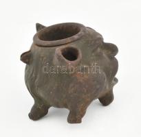 Stilizált ördög, antik asztali olajmécses, fedél nélkül, jelzés nélkül, m: 7 cm