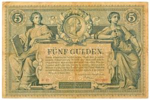 1881. 5Ft / 5G "Ii 17 24 11667" piros sorszámozással T:F,VG folt Austro-Hungarian Monarchy...