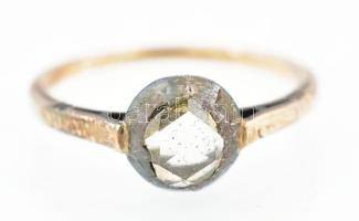 Arany (Au) 14 gyűrű nagy méretű (8mm) régi csiszolású gyémánttal, méret: 55, br: 2,54 g
