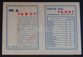 1938 Tabu intimbetét reklám ciklus-naptár