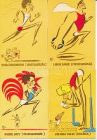 10 db modern sportpropaganda lap az 1966-os budapesti Atlétikai Európa-bajnokságról Szepes Béla aláí...