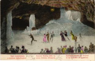 Dobsina, Dobschau; Az 1905. évi nyári korcsolyázás a dobsinai jégbarlangban, belső. Fejér Endre kiadása / Schlittschuhlaufen im Sommer in der Eishöhle / summer ice skating in the caves, interior (EK)