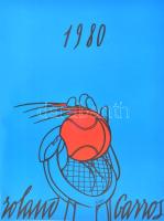 Valerio Adami (1935-): Roland Garros 1980, tenisz plakát, jelzett a plakáton, Lion kiadása, 75x57 cm