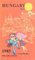 1985 Hungary Map - Programmes, kihajtható térkép és idegenforgalmi tájékoztató, angol nyelvű, kihajt...