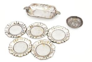 Ezüst(Ag) tálka és hamuzó, 7 db, jelzéssel és jelzés nélkül, közte sérült, nettó: 121,9 g