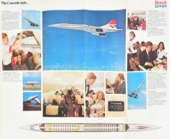 cca 1970 British Airways - Concorde, angol nyelvű, képes repülőgép-ismertető prospektus, kihajtva: 5...