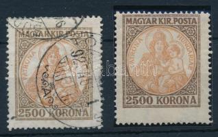 1921 Koronás Madonna 2500K elfogazva (ráncok) + támpéldány / Mi 401 shifted perforation (creases)