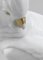 Nagy méretű német porcelán papagáj, jelzéssel, sérülésekkel, m: 29,5 cm