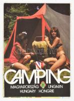 1985 Magyarország Camping térképe, hátoldalán a kempingek táblázatos listájával, jelmagyarázattal és...