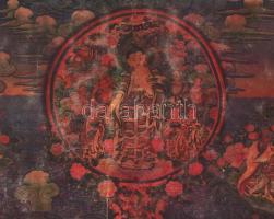 Thangka Aveloki Teshvara Kína XX. sz első fele. Festett vászon 49x91 cm Hátul foltos, kopott