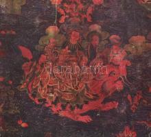 Thangka Aveloki Teshvara Kína XX. sz első fele. Festett vászon 49x91 cm Hátul foltos, kopott