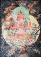 Thangka Vajrathara Buddha Kína XX. sz közepe. Nyomat vásznon 65x95 cm Hátul foltos, kopott