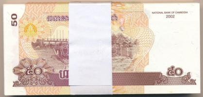Kambodzsa 2002. 50R (100x) sorszámkövetők, kötegelővel T:UNC,AU 
Cambodia 2002. 50 Riels (100x) con...
