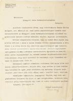 1946 Bp., Hanser József autográf aláírással ellátott, gépelt levele az Elhagyott Javak Kormánybiztossága részére, amelyben testvére, Hanser Károly budapesti papírfeldolgozó üzemébe való ideiglenes vállalatvezetői megbízását kérvényezi bátyja távollétében.