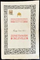 1917 Dohnányi Ernő zeneszerző, Mihálovits Ödön, a Zeneakadémia igazgatójának aláírása zenetanári okl...