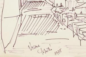 Durkó Gábor (1916-2003), 4 db mű: Városképek (Verona, Bécs, többi nem nevesített). Filctoll, golyóst...