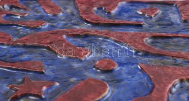 Farkas György: Absztrakt kompozíció. Mázas kerámia, jelzés nélkül, 28x21 cm