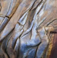 Somogyi Lajos kerámia tárolóedény. Gyűrt, repedezett felületű kerámia, jelzéssel, kis kopással, m: 1...