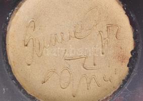 Somogyi Lajos kerámia tárolóedény. Gyűrt, repedezett felületű kerámia, jelzéssel, kis kopással, m: 1...