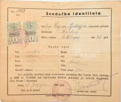 1921 Szerb-Horvát-Szlovén Királyság, fényképes személyazonossági igazolvány, bélyegzőkkel és okmánybélyegekkel