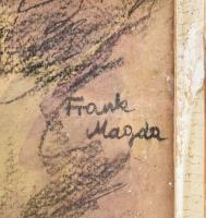 Frank Magda jelzéssel: Fogoly. Vegyes technika, papír. Üvegezett fakeretben. 48x33 cm