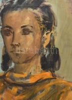 Olvashatatlan jelzéssel: Női portré. Olaj, vászon, sérült. 54x42,5 cm