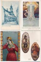 39 db RÉGI használatlan ukrán képeslap, főleg népviselet motívumok / 39 pre-1945 unused Ukrainian postcards, mostly folklore motives