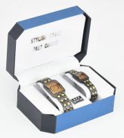 Yishi férfi és női karóra pár, kvarc, díszdobozban