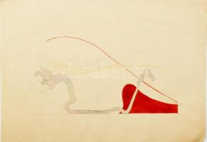 Jelzés nélkül: Szecessziós formák. Akvarell, ceruza, papír, 29x15,5 cm