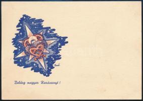 1937 Bozó Gyula (1913-2004): Képeslapterv + képeslap, vegyes technika, papír, jelzés nélkül, sérült,...