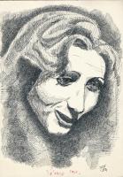 Olvashatatlan (Flóri?) jelzéssel és jelzés nélkül, 2 db mű: Női arcképek. Tus, papír, 29,5x21 cm