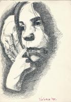 Olvashatatlan (Flóri?) jelzéssel és jelzés nélkül, 2 db mű: Női arcképek. Tus, papír, 29,5x21 cm