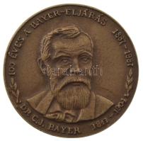 Bognár György (1944-) 1987. 100 éves a Bayer-eljárás Dr. C.J.Bayer / Almásfüzitői Timföldgyár bronz emlékérem (70mm) T:AU