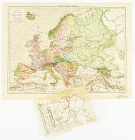 cca 1930-1939 Európa politikai térképe, hozzá ráilleszthető hártyapapír az 1939. áprilisi határokkal, 1 : 18.000.000, M. kir. Állami Térképészet, kissé sérült, 38x29 cm