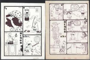 Nyárádi Éva (?-): Humor ABC, 5 db grafika, tus, papír, 30×21 cm
