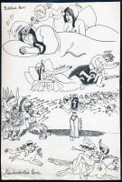 Mészáros András (?-): Ámorok, 2 db karikatúra, sokszorosított nyomat