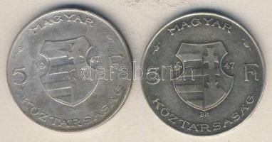 1947. 5Ft Ag "Kossuth" (2x) T:3,3-