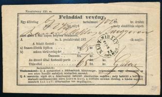 1871 Feladási vevény "NAGY-MIHÁLY / ZEMPL.MEGYE" bélyegzéssel