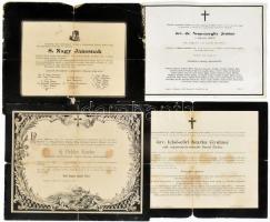 1894-1981 Vegyes halálozási értesítő tétel, 4 db, sérültek.