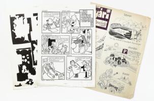 Bérczi Ottó (?-): Nyári történetek, 2 db karikatúra, tus, papír, 33×22 cm