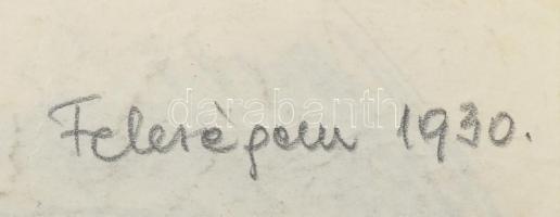 Nyergesi János (1895-1982): Női portré, 1930. Szén, papír, jelzett. Apró lapszéli sérülésekkel. 34x2...