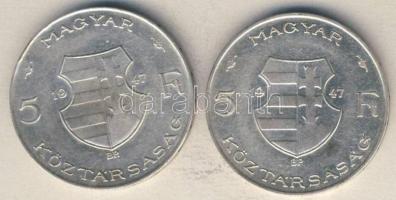 1947. 5Ft Ag "Kossuth" (2x) T:2/3,3 ph