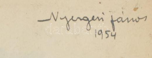 Nyergesi János (1895-1982): Élet az utcán, 1954. Tus, akvarell, papír, jelzett. Jobb alsó sarkában s...