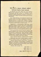 1956 3 db 1956-os röplap: Felhívás a magyar néphez! Megalakult a magyar forradalmi munkás-parasztkormány! 1956. nov.4.; Nyilt levél a magyar dolgozó néphez! Honfitársaink! Munkás és paraszt testvéreink! 1956. nov. 4.; A magyar néphez! A magyar katonákhoz és tisztekhez! A magyarországi szovjet csapatok parancsnoksága. Hajtottak, közte foltos.